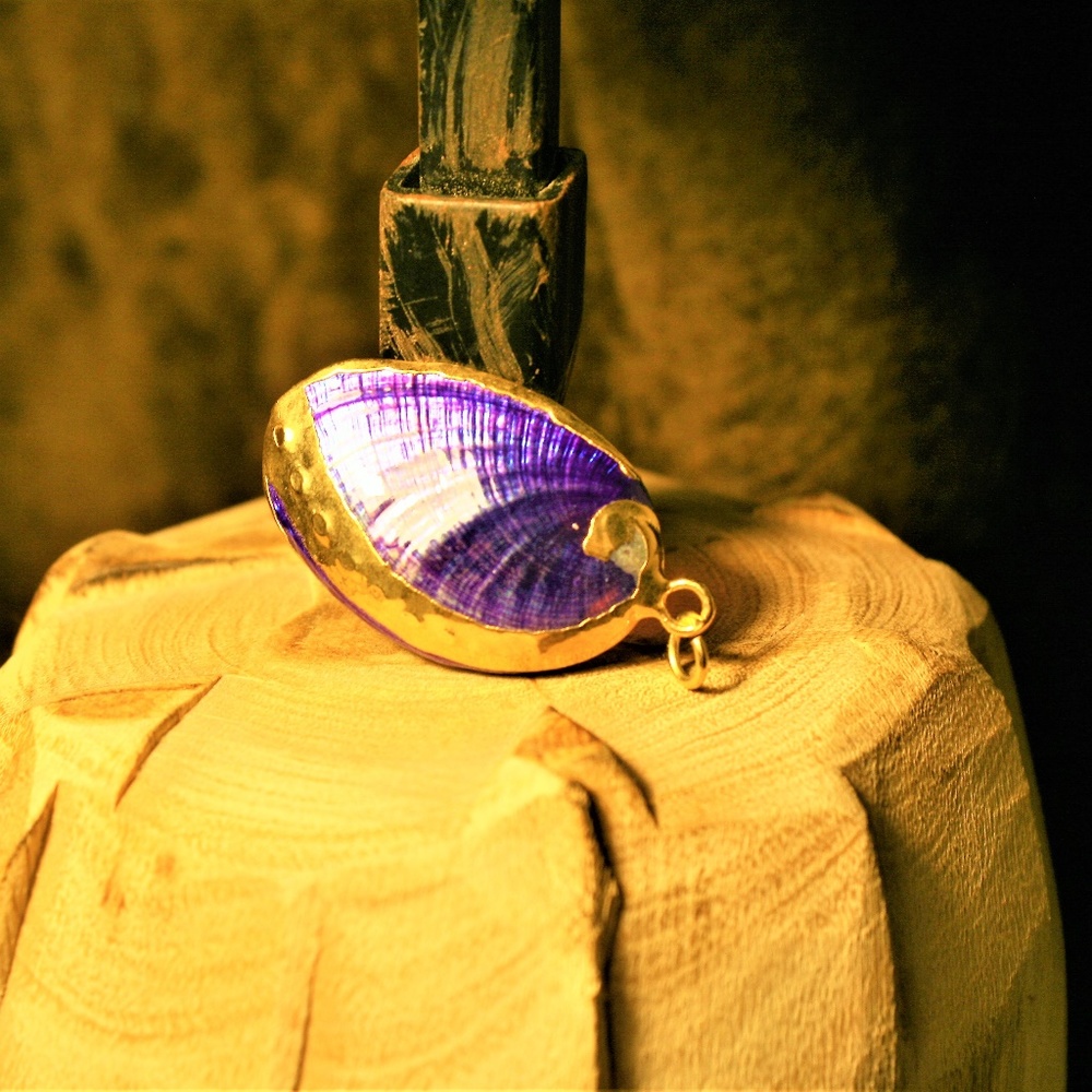 Gold and Purple Shell Pendant